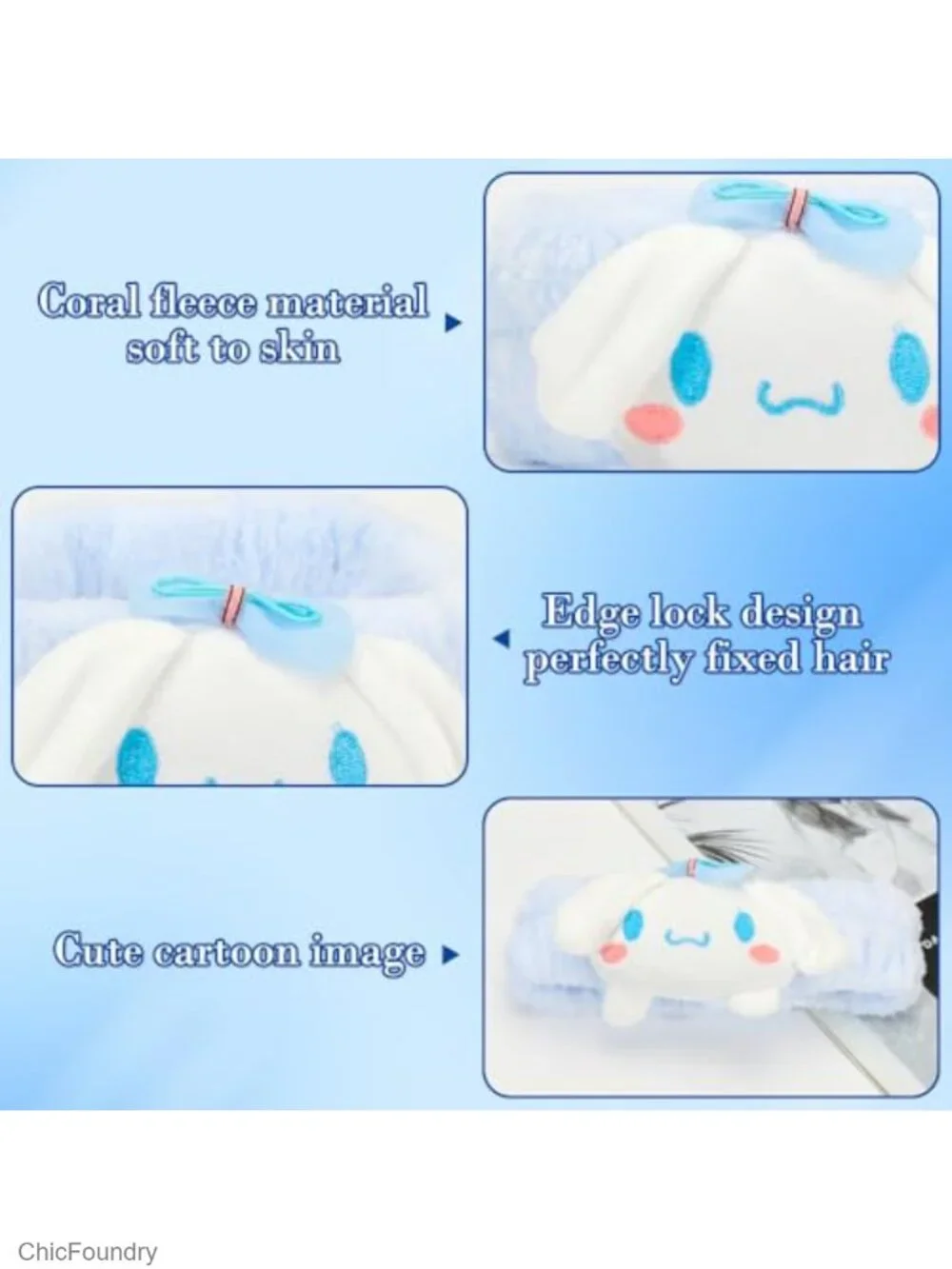 Kawaii Animal Spa Headband 2 Pack Cute Soft Microfiber Fleece Hair Band for